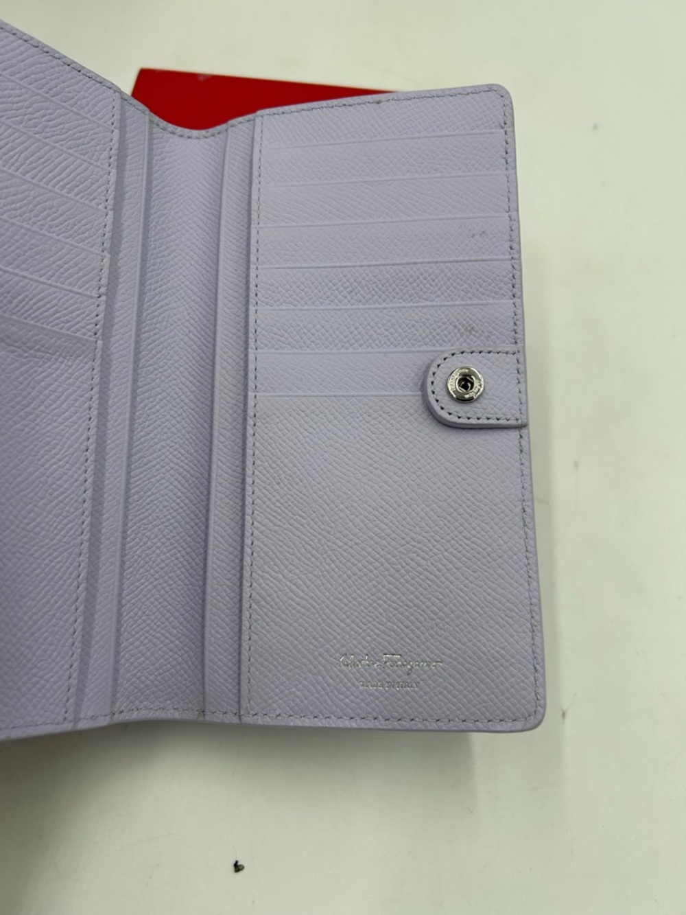 Women's Salvatore Ferragamo GANCINI bifold Wallet in light blue made in Italy - Picture 7 of 11